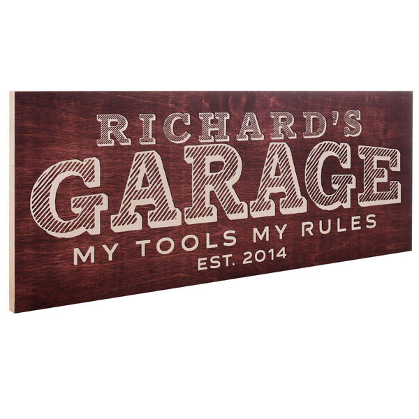Personalized Garage Sign - Custom Wooden Sign, Gift for Him, Men - GiftShire