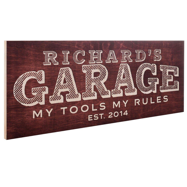 Personalized Garage Sign - Custom Wooden Sign, Gift for Him, Men - GiftShire