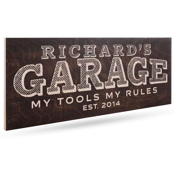 Personalized Garage Sign - Custom Wooden Sign, Gift for Him, Men - GiftShire