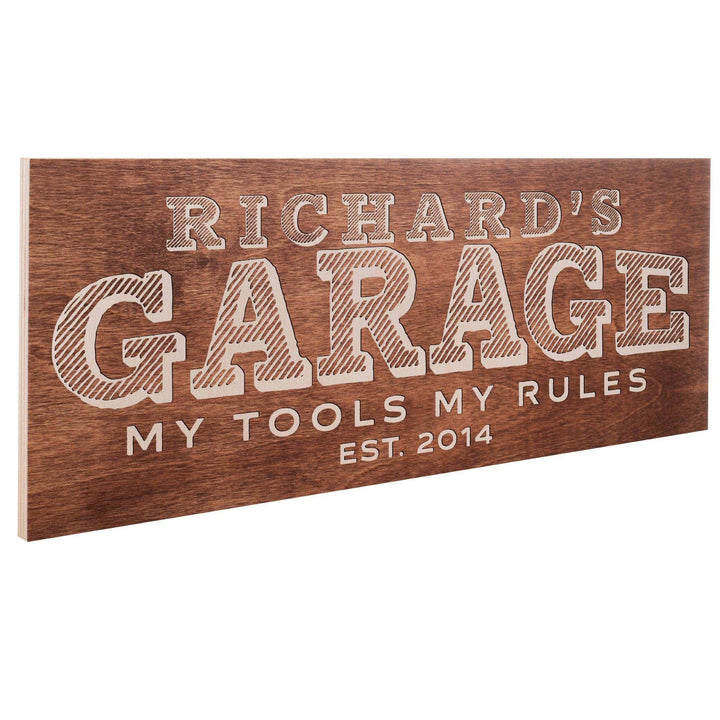 Personalized Garage Sign - Custom Wooden Sign, Gift for Him, Men - GiftShire