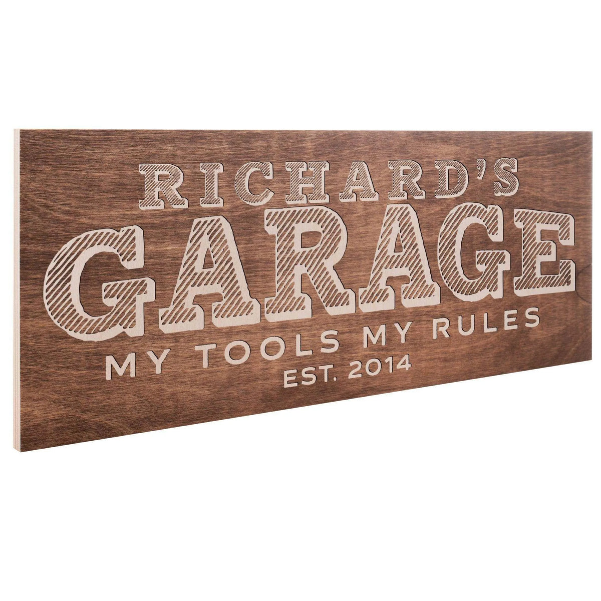 Personalized Garage Sign - Custom Wooden Sign, Gift for Him, Men - GiftShire