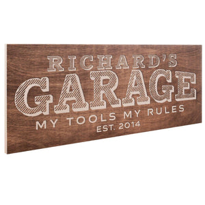 Personalized Garage Sign - Custom Wooden Sign, Gift for Him, Men - GiftShire