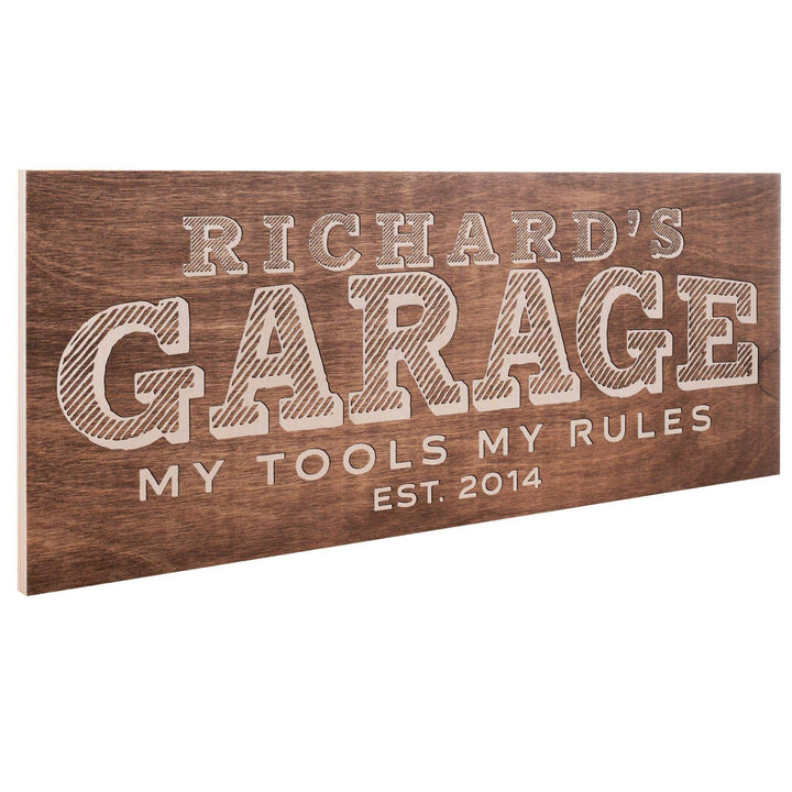 Personalized Garage Sign - Custom Wooden Sign, Gift for Him, Men - GiftShire