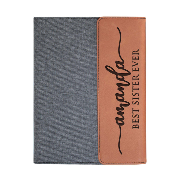 Personalized Business Padfolio - Canvas Notepad Holder with Magnetic Closure | B083LB4W2D - D5 - GiftShire