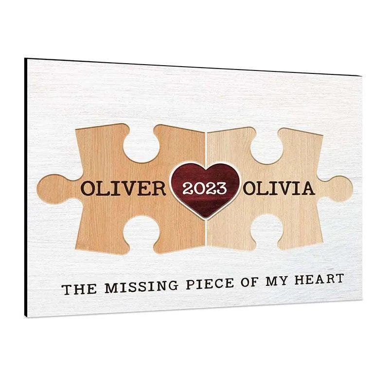 Personalized Couple Puzzle Sign, Christmas Gift for Wife, Husband - GiftShire