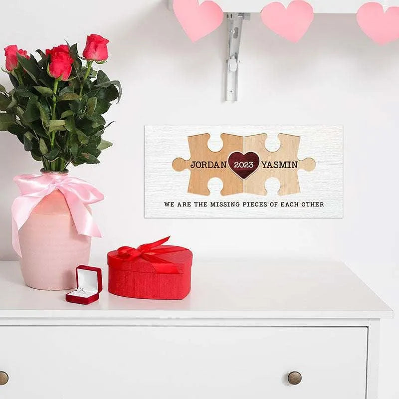 Personalized Couple Puzzle Sign, Christmas Gift for Wife, Husband - GiftShire