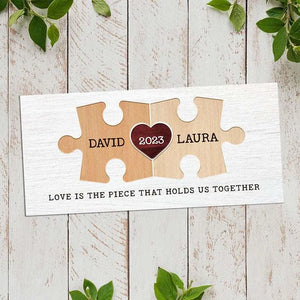 Personalized Couple Puzzle Sign, Christmas Gift for Wife, Husband - GiftShire