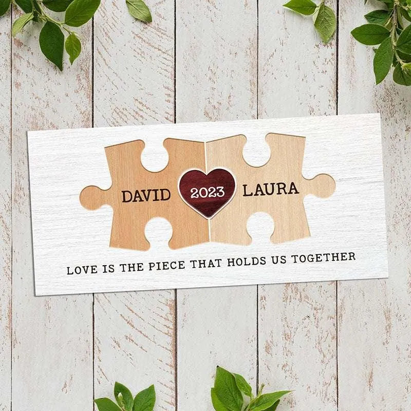 Personalized Couple Puzzle Sign, Christmas Gift for Wife, Husband - GiftShire