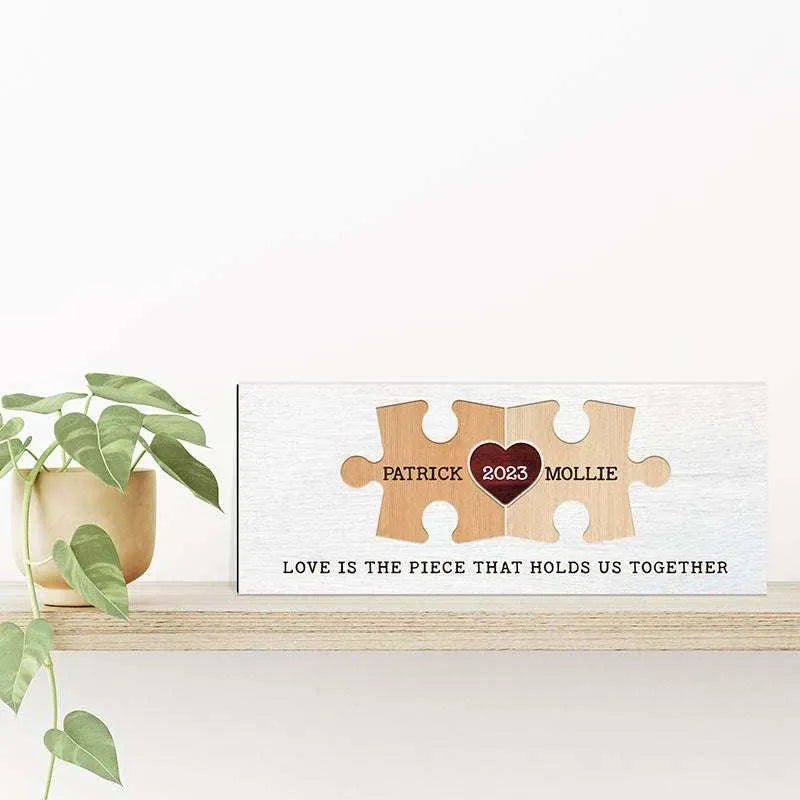 Personalized Couple Puzzle Sign, Christmas Gift for Wife, Husband - GiftShire
