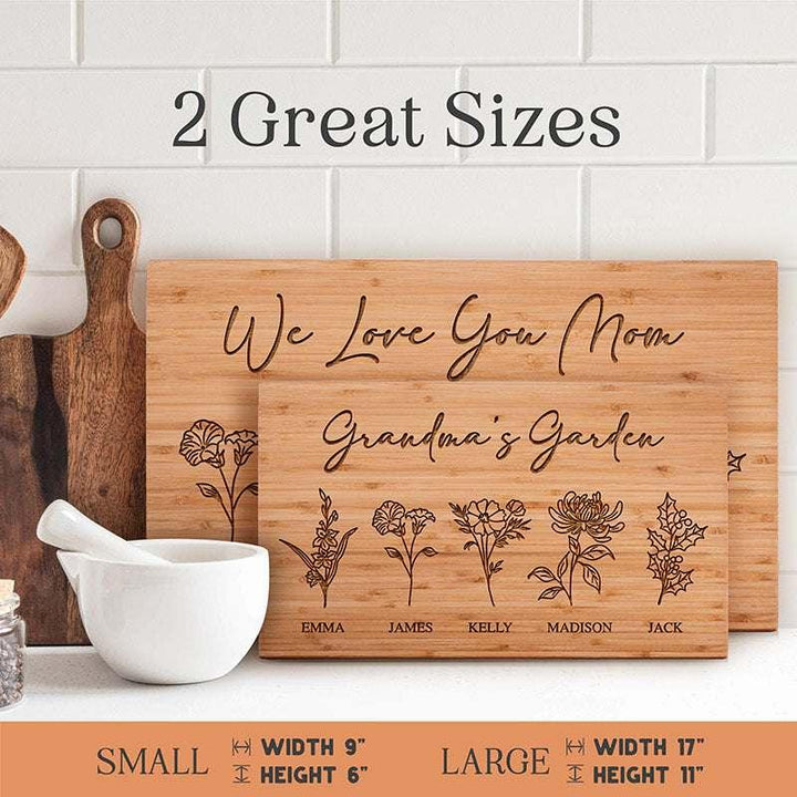 Personalized Cutting Board, Grandma’s Garden Bamboo Cutting Board, Christmas Gift for Mom - GiftShire