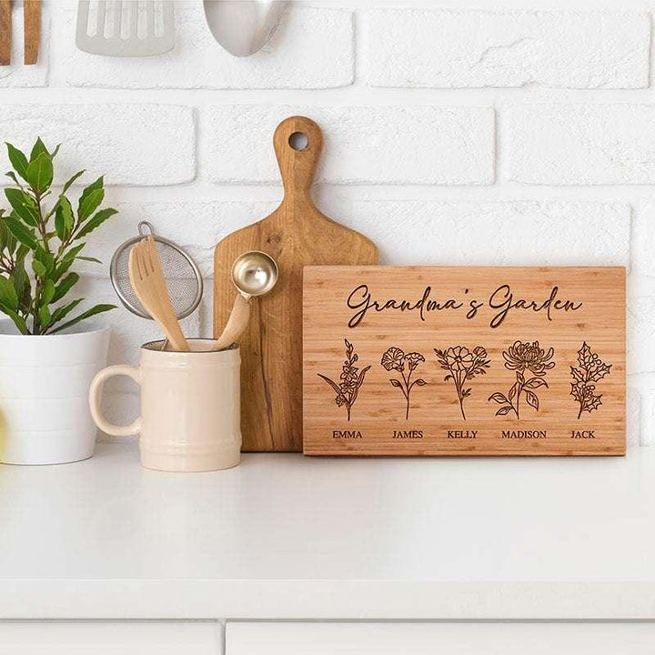Personalized Cutting Board, Grandma’s Garden Bamboo Cutting Board, Christmas Gift for Mom - GiftShire