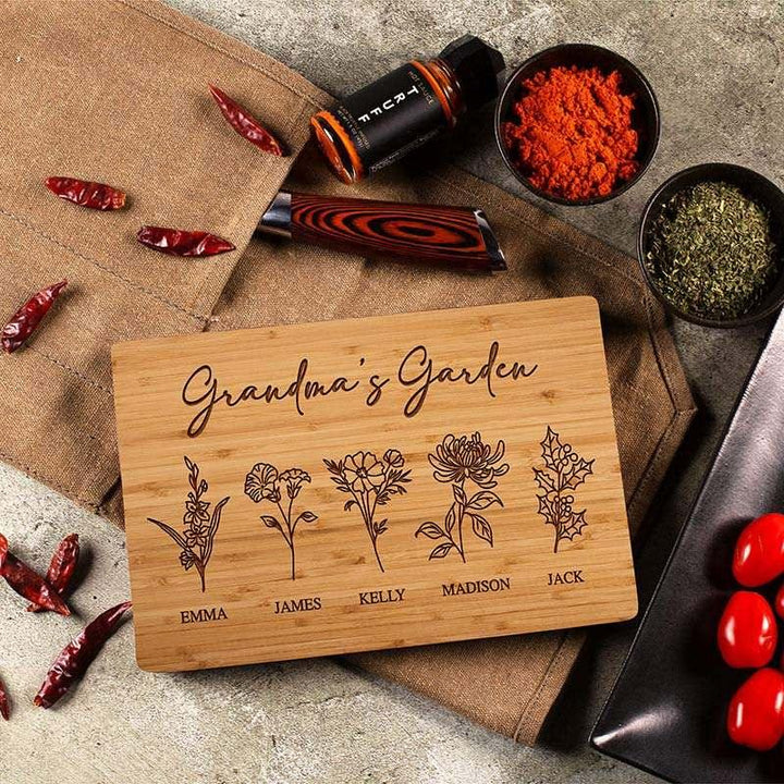 Personalized Cutting Board, Grandma’s Garden Bamboo Cutting Board, Christmas Gift for Mom - GiftShire