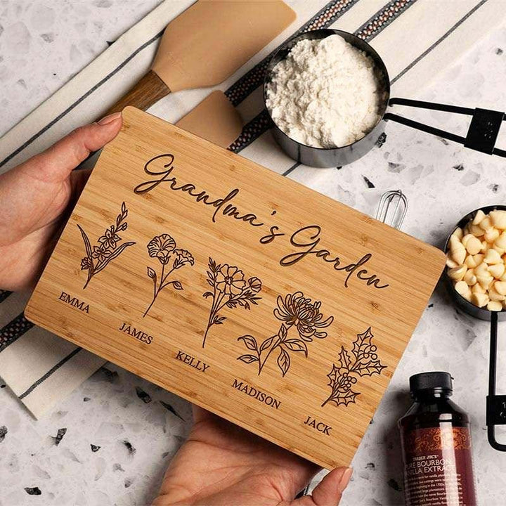 Personalized Cutting Board, Grandma’s Garden Bamboo Cutting Board, Christmas Gift for Mom - GiftShire