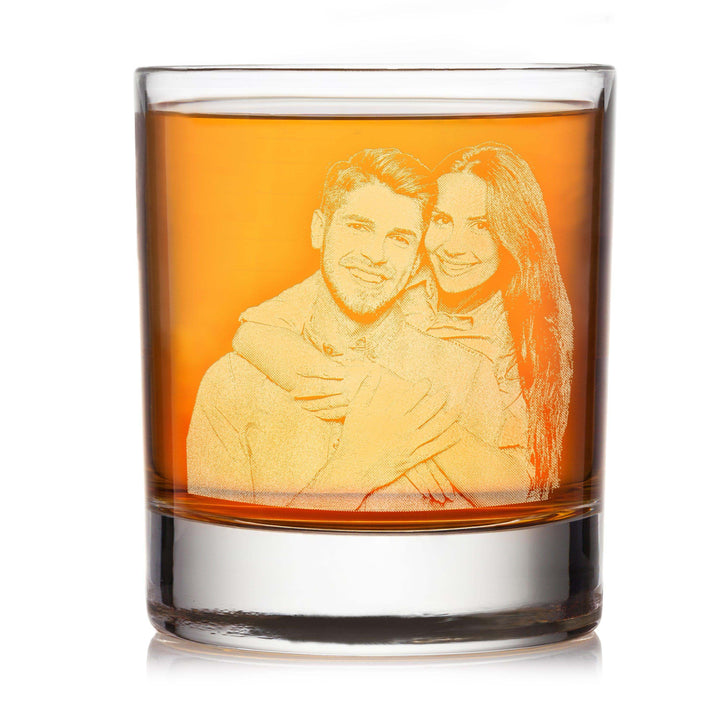 Personalized Engraved Whiskey Glass with Photo - Customized Old Fashioned Rock Glass for Men - 10 fl oz - Personalized Gifts for Men, Husband, Whiskey Gifts for Men | B0CCYY9JS6 - GiftShire