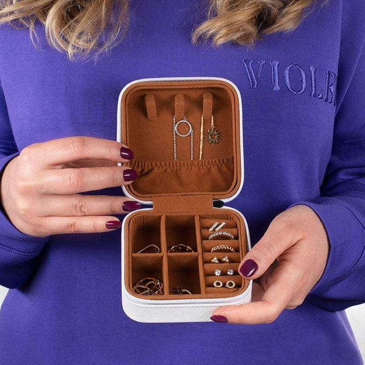 Luxurious Travel Jewelry Box for Women with Custom Birth Flower - GiftShire