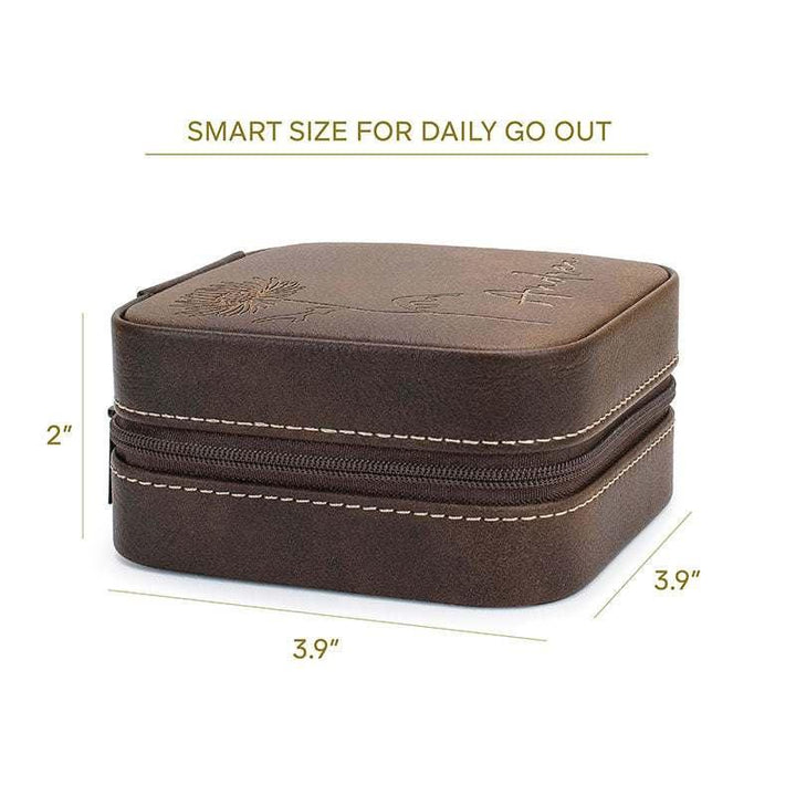 Luxurious Travel Jewelry Box for Women with Custom Birth Flower - GiftShire