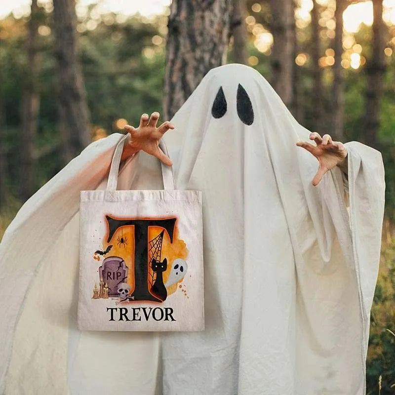 Personalized Halloween Tote Bag for Kids, Custom Trick or Treat Bag - GiftShire