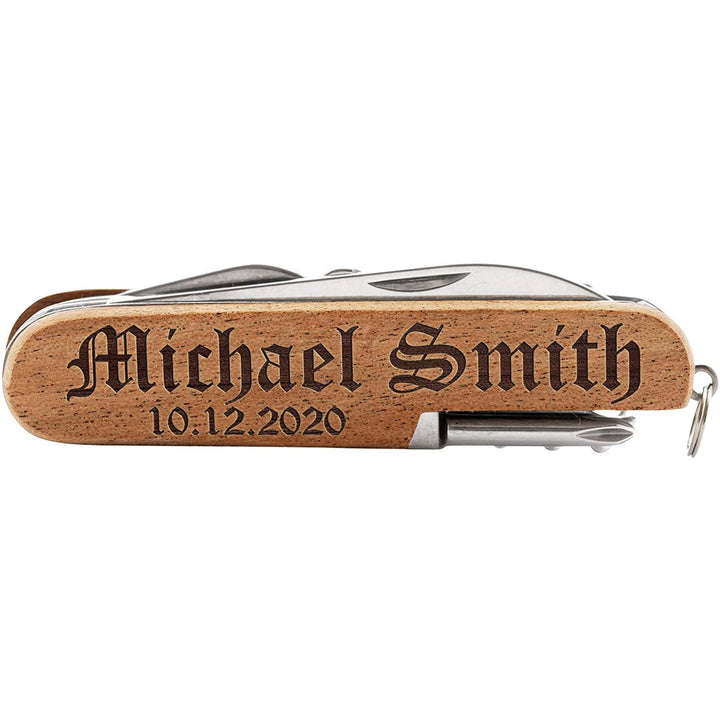 Personalized Multi Tool - Solid Wood Laser Engraved Multi Tool | B07DWLK1M9 - NAME - GiftShire