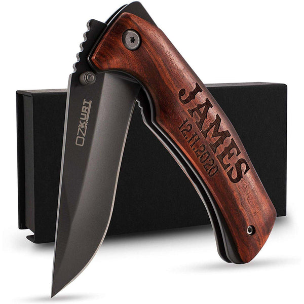 Engraved Wood Pocket Knife - GiftShire