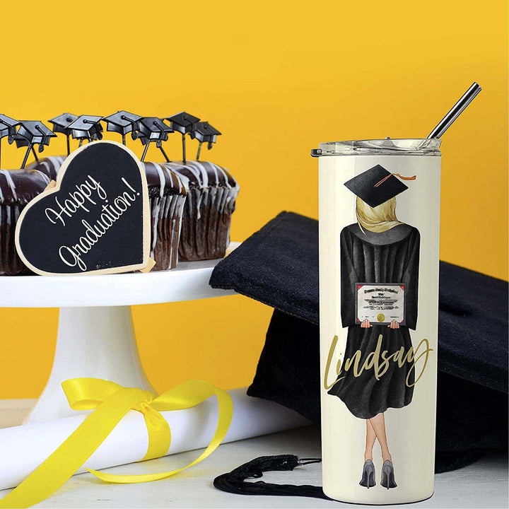 Personalized Skinny Tumblers for Graduation - Choose Your Hair Styles, Hood and Skin Color | B0954Y7PYH - GiftShire
