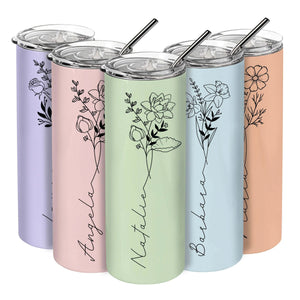 Birth Flower Stainless Tumbler - GiftShire