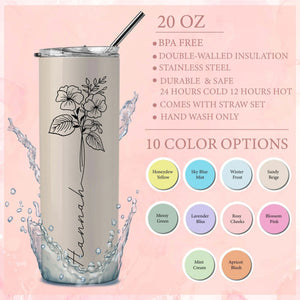 Birth Flower Stainless Tumbler - GiftShire