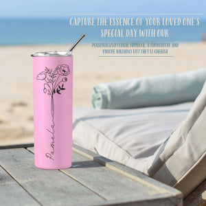 Birth Flower Stainless Tumbler - GiftShire