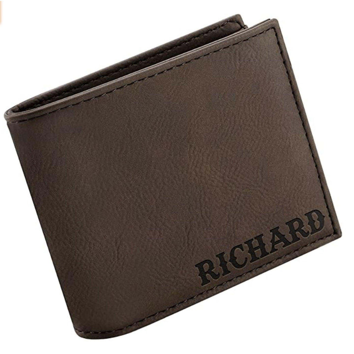 Personalized Wallets for Men - Custom Engraved Leather Wallet - Gifts for Husband, Boyfriend | B07RT73MPX - 20 Font Options - GiftShire