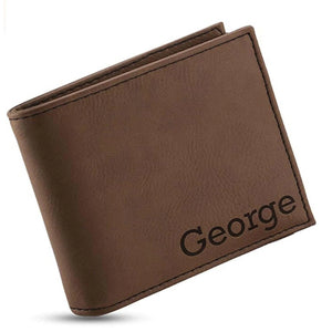 Personalized Wallet For Men - Custom Engraved Leather Wallet, Gift for Him - GiftShire