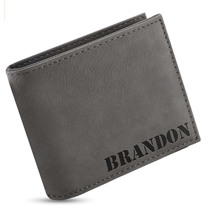 Personalized Wallets for Men - Custom Engraved Leather Wallet - Gifts for Husband, Boyfriend | B07RT73MPX - 20 Font Options - GiftShire