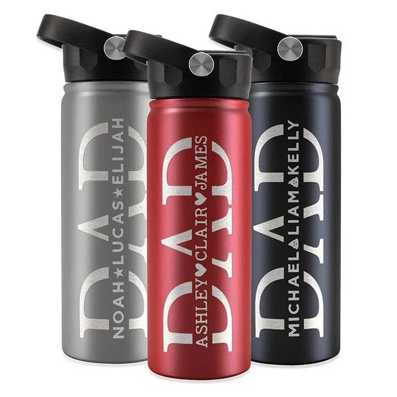 Personalized Water Bottle for Dad w/ Kids’ Names, Dad Birthday Gift - GiftShire