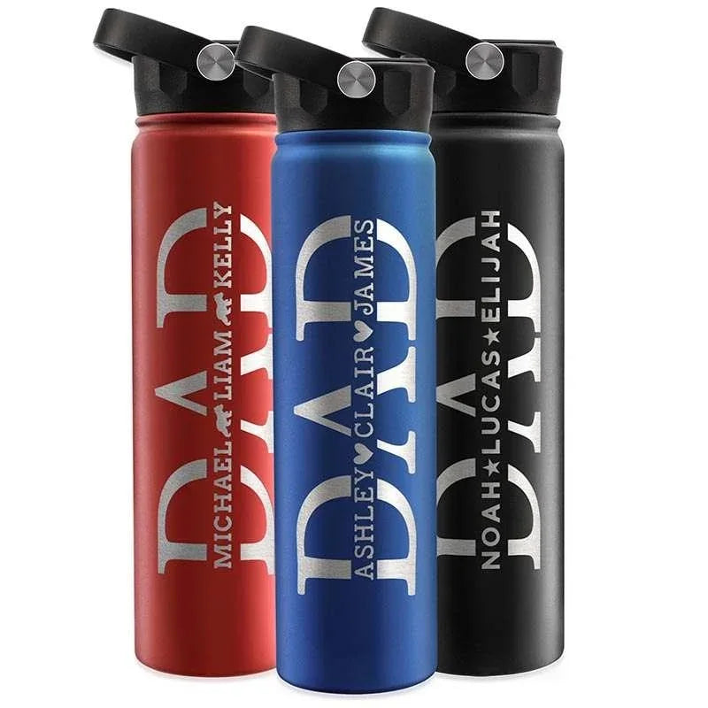 Personalized Water Bottle for Dad w/ Kids’ Names, Dad Birthday Gift - GiftShire