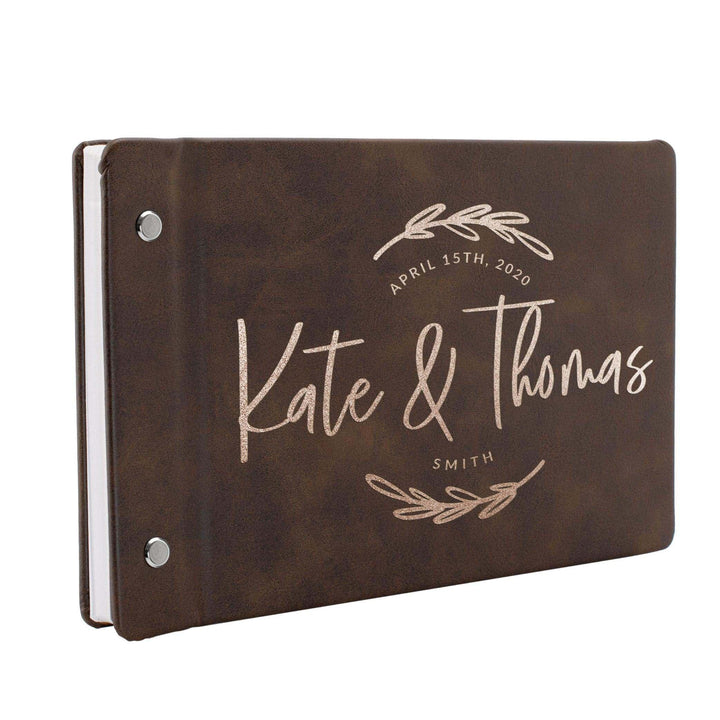Personalized Wedding Guest Book - Custom Oval Floral Design Guest Book - GiftShire