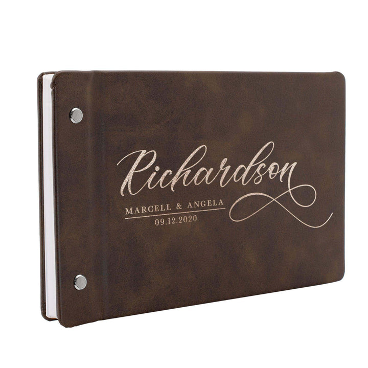 Personalized Wedding Guest Book - Laser Engraved, Leather Registry Book | B08CJX95ZB - D4 - GiftShire