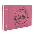 Personalized Wedding Guest Book - Custom Leather Floral Design Guest Book - GiftShire
