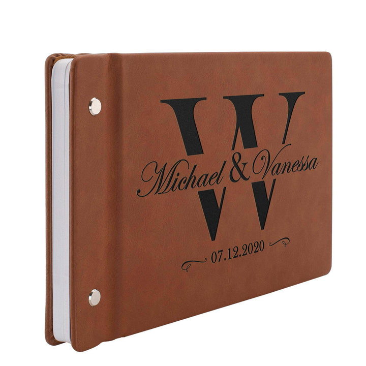 Personalized Wedding Guest Book - Laser Engraved, Leather Registry Book | B08CK6C6BR - D1 - GiftShire