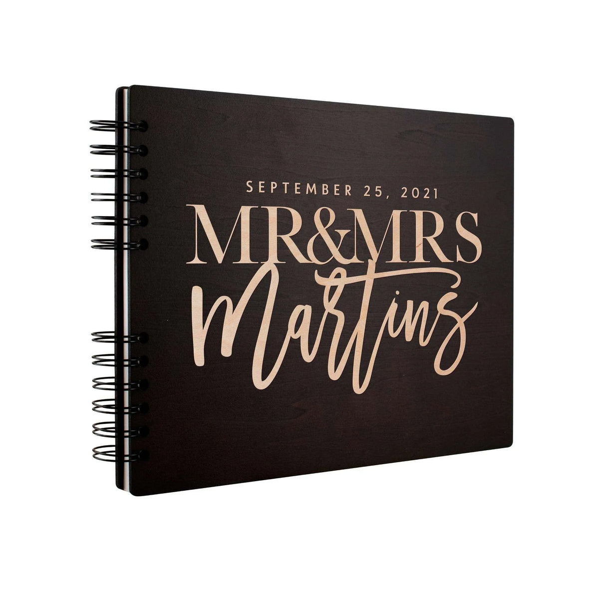 Personalized Wedding Guest Book - Custom Wooden Guest Book, Mr & Mrs Design - GiftShire