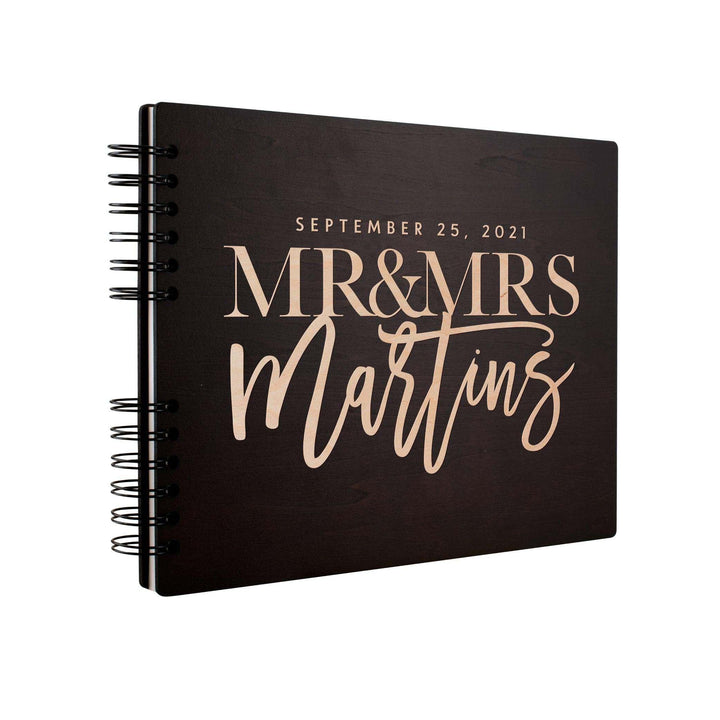 Personalized Wedding Guest Book - Custom Wooden Guest Book, Mr & Mrs Design - GiftShire