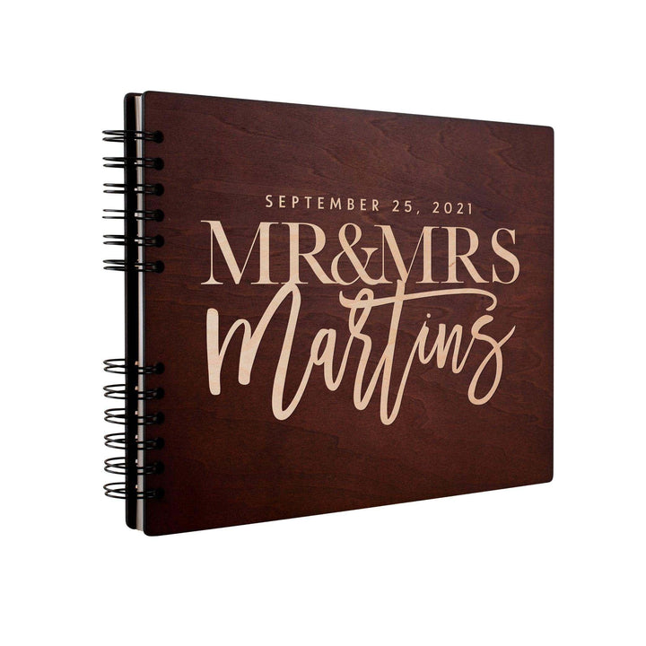 Personalized Wedding Guest Book - Custom Wooden Guest Book, Mr & Mrs Design - GiftShire