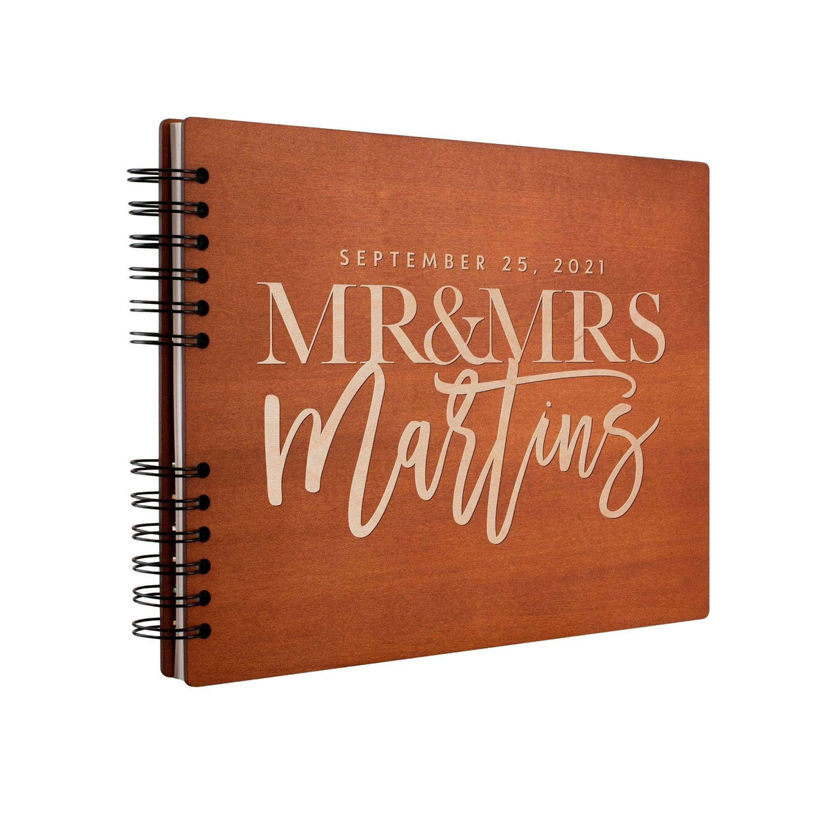 Personalized Wedding Guest Book - Custom Wooden Guest Book, Mr & Mrs Design - GiftShire