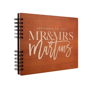Personalized Wedding Guest Book - Custom Wooden Guest Book, Mr & Mrs Design - GiftShire