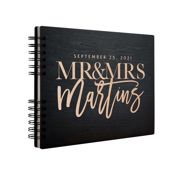 Personalized Wedding Guest Book - Custom Wooden Guest Book, Mr & Mrs Design - GiftShire