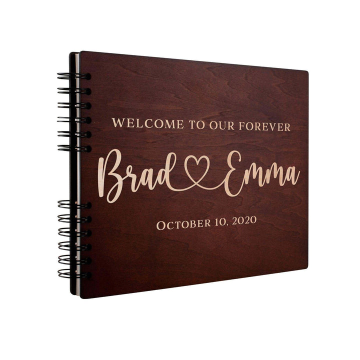 Personalized Wedding Guest Book - Wooden Guest Book, Hearted Design Guest Book - GiftShire