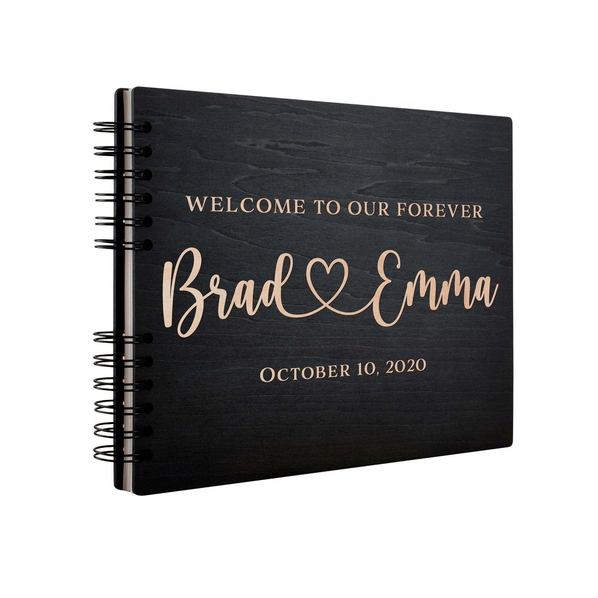 Personalized Wedding Guest Book - Wooden Guest Book, Hearted Design Guest Book - GiftShire