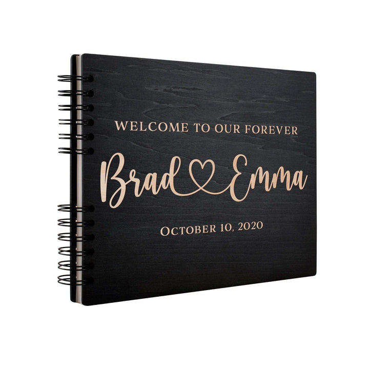 Personalized Wedding Guest Book - Wooden Guest Book, Hearted Design Guest Book - GiftShire