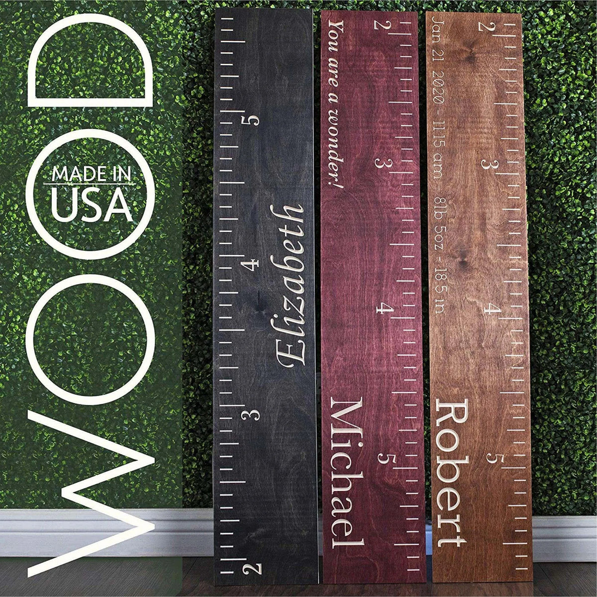 Personalized Wooden Chart, Growth Chart for Kids, Boys, Girls - GiftShire