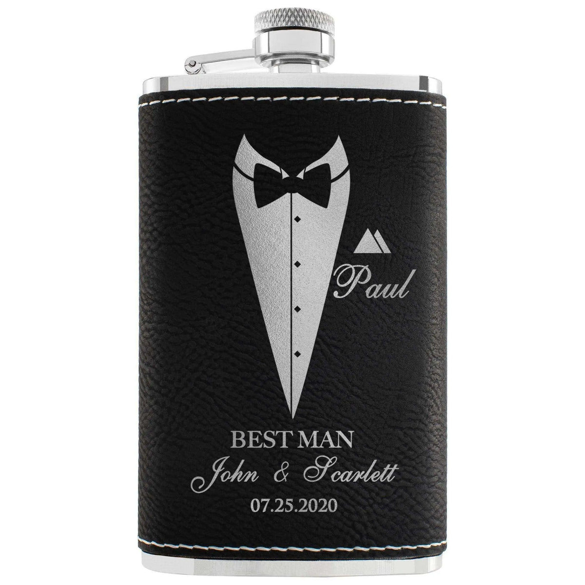 Personalized Thin Leather Flask, Custom Suit Up Groomsmen Flask, Gift for Him - GiftShire