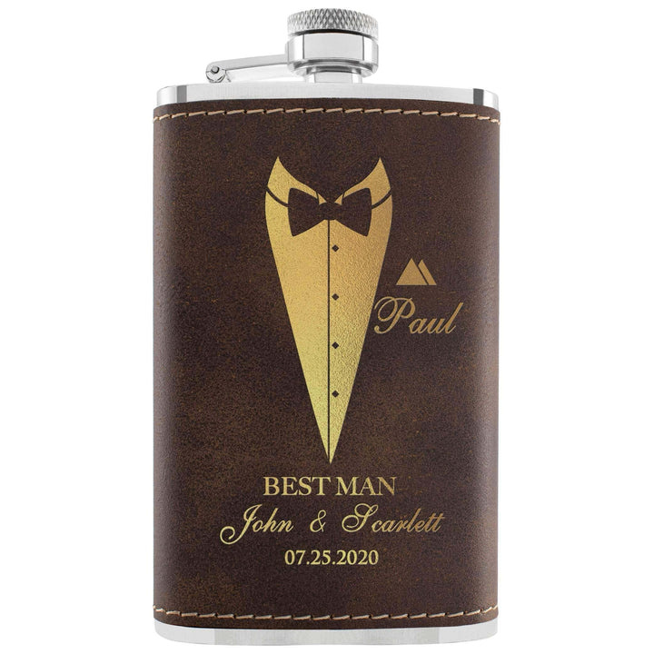Personalized Thin Groomsmen Flask, Custom Rustic Suit Up Flask, Gift for Men - GiftShire