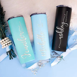 Tumbler with Straw, Bridesmaid Proposal Gifts, Skinny Tumbler for Her - GiftShire