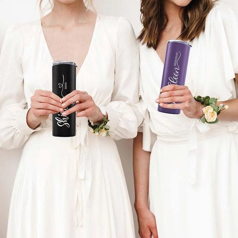Tumbler with Straw, Bridesmaid Proposal Gifts, Skinny Tumbler for Her - GiftShire